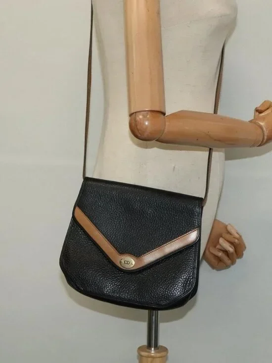 Christian Dior Shoulder Bag Leather Black Gold Auth BA2043 - Picture 15 of 16